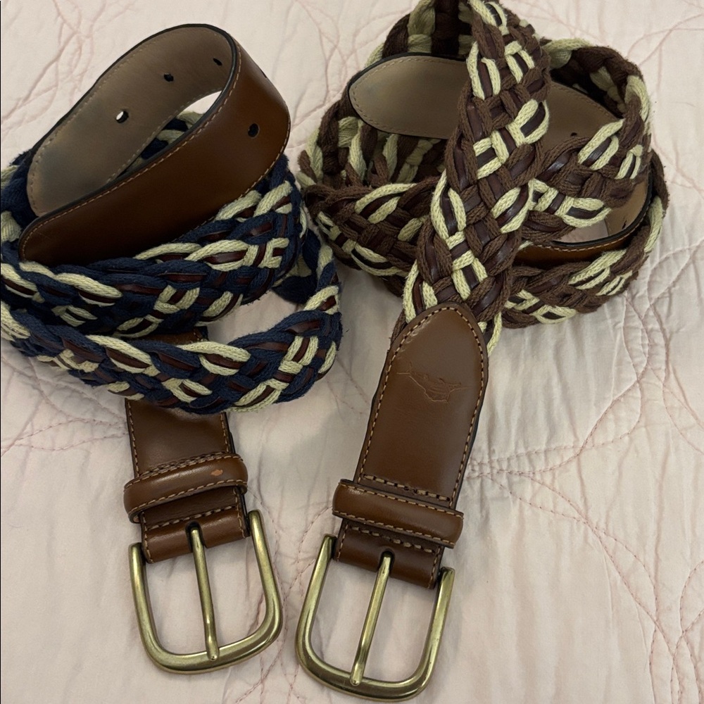 Lot of 2 Men's Tommy Bahama braided leather belts,44